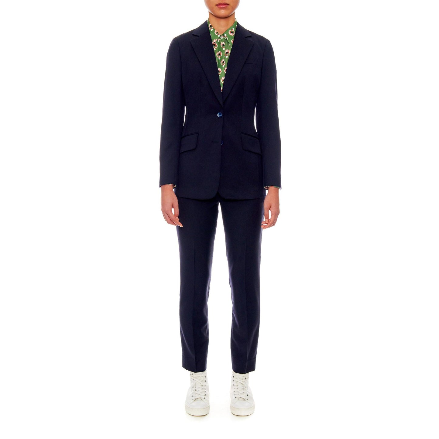 Women Roubaix - Classic Two Button Wool Jacket in Navy