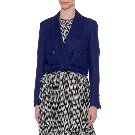 Women Murcia Jacket - Shawl Collar Cropped Jacket in Navy