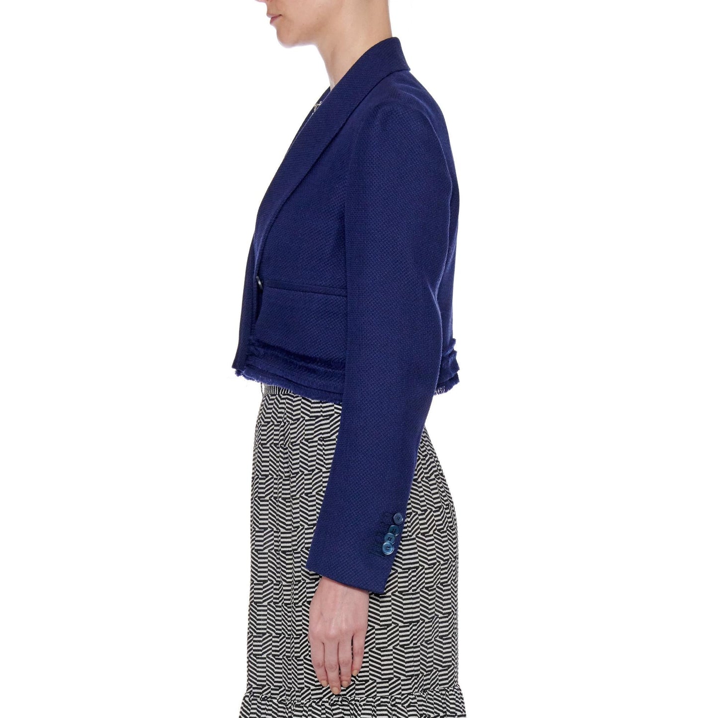 Women Murcia Jacket - Shawl Collar Cropped Jacket in Navy