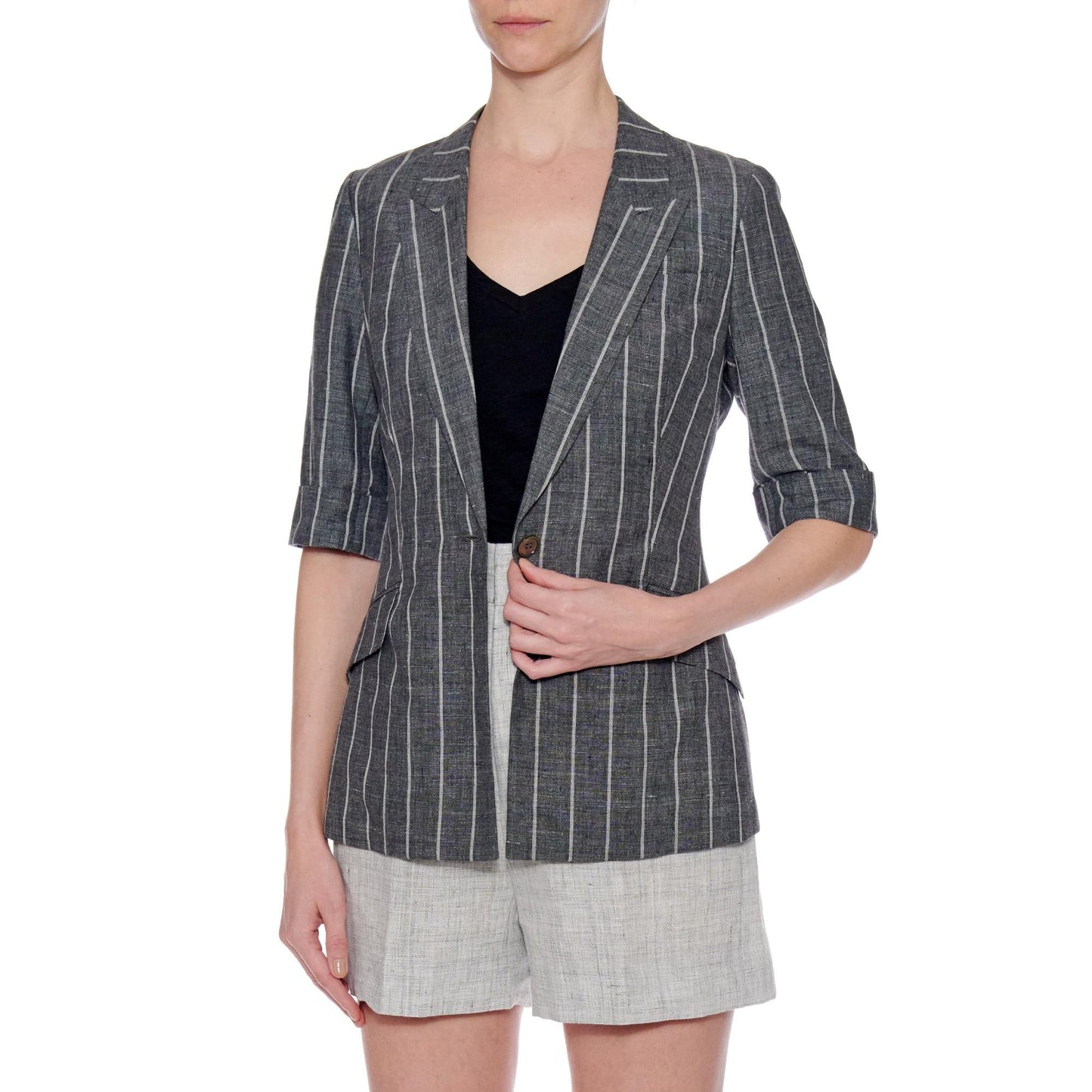 Women Huelva Jacket - Short Sleeve, Single- Breasted Summer Jacket in Grey