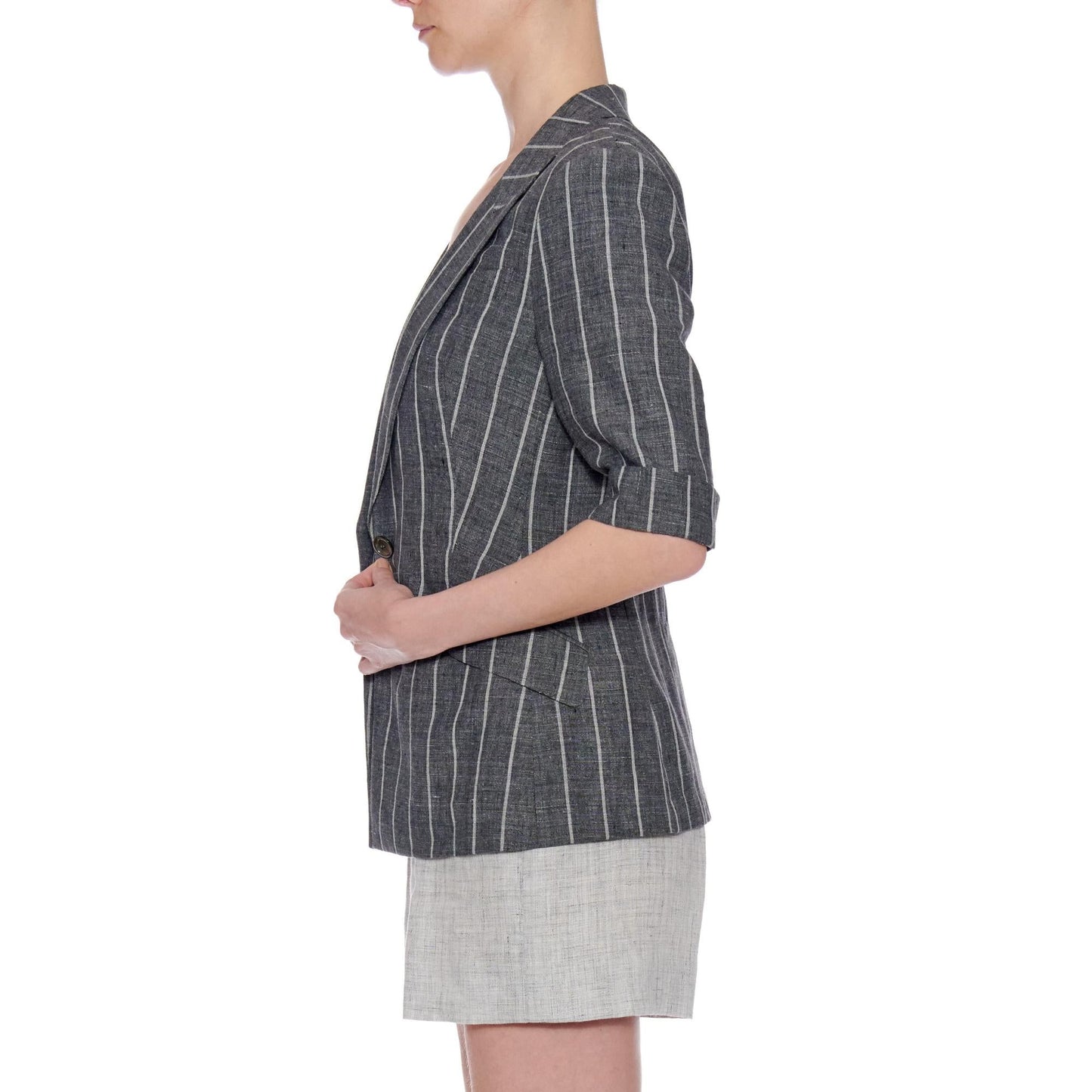 Women Huelva Jacket - Short Sleeve, Single- Breasted Summer Jacket in Grey