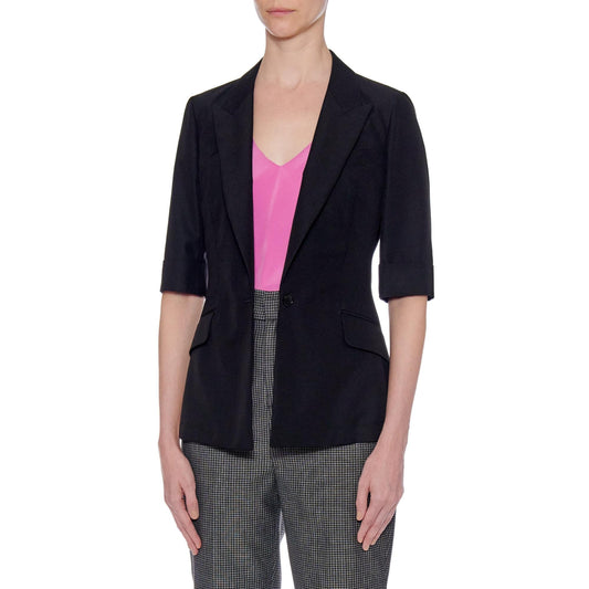 Women Huelva Jacket - Short Sleeve, Single-Breasted Summer Jacket in Black