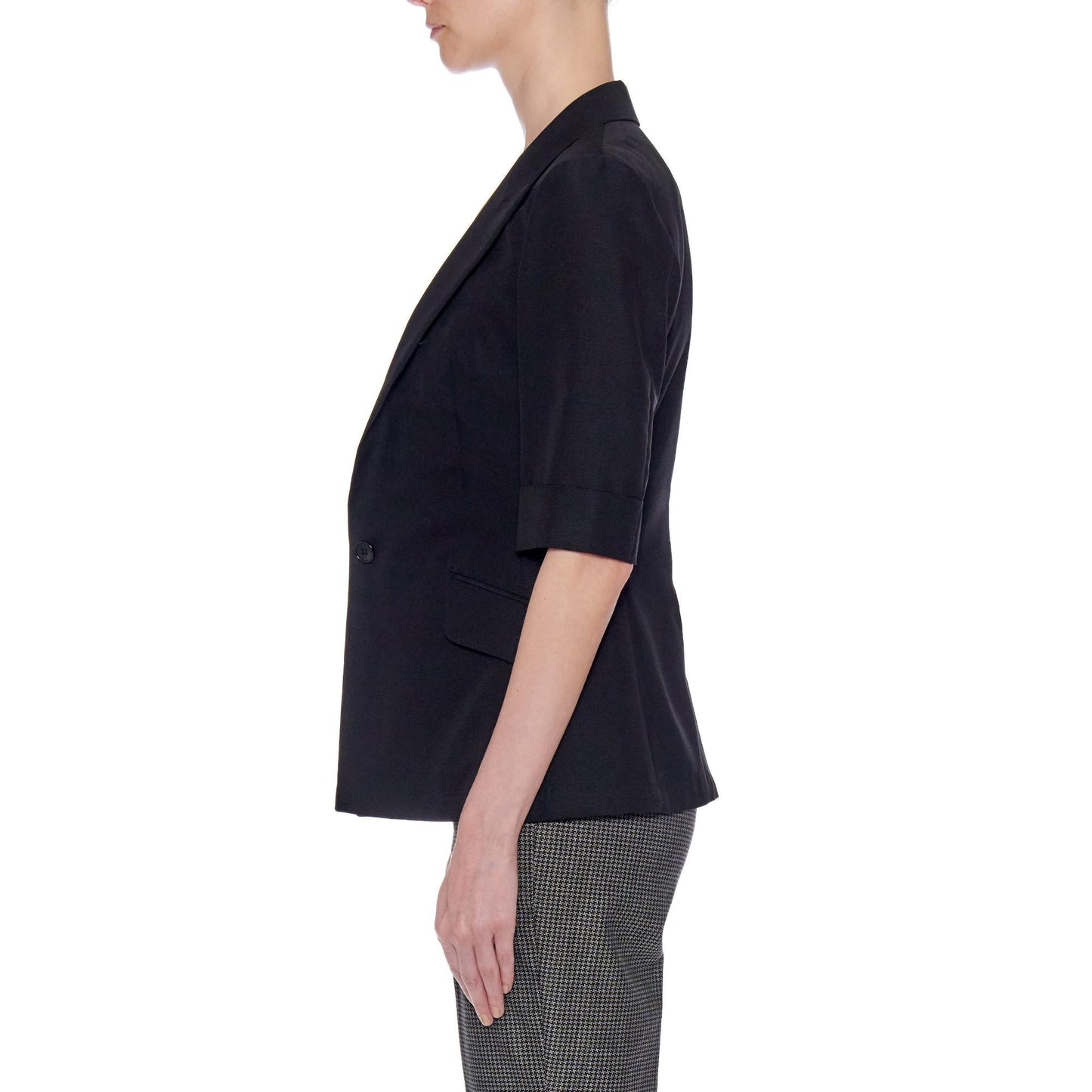 Women Huelva Jacket - Short Sleeve, Single-Breasted Summer Jacket in Black