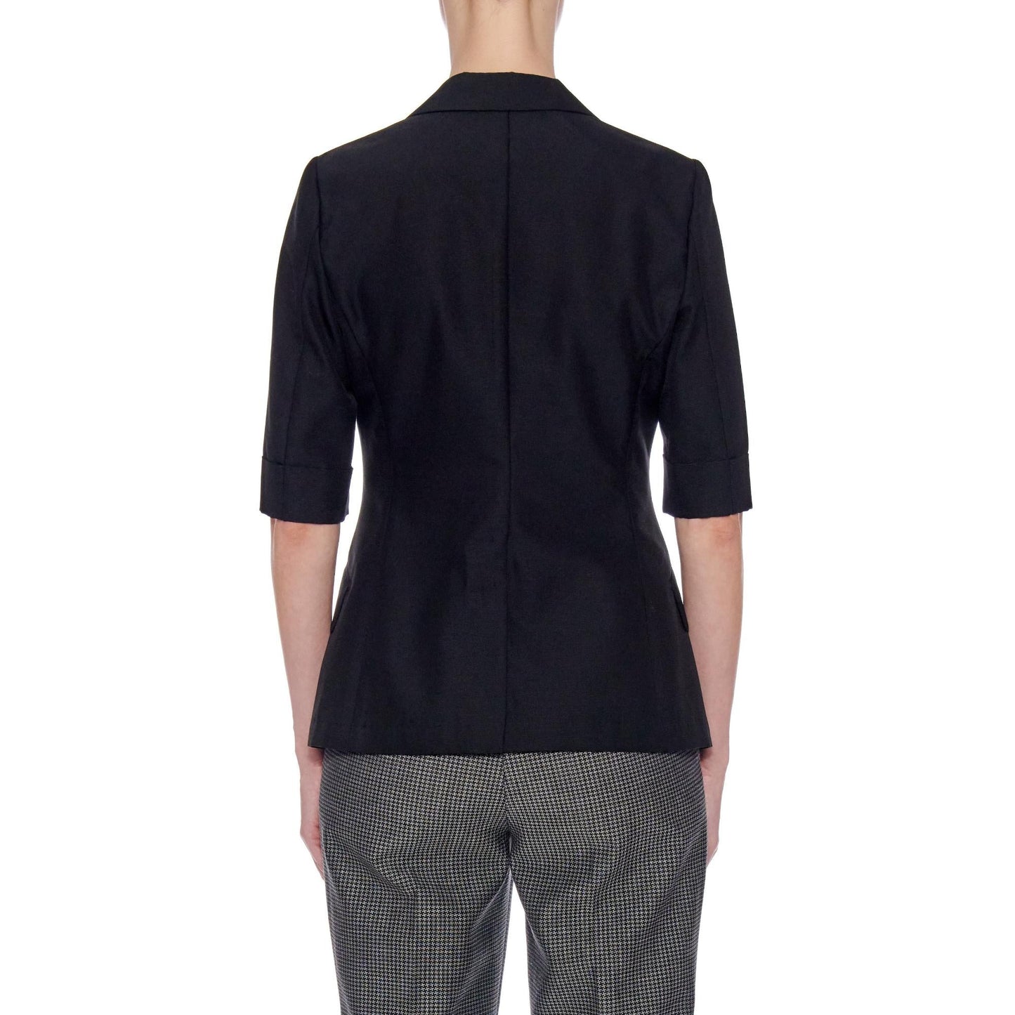 Women Huelva Jacket - Short Sleeve, Single-Breasted Summer Jacket in Black