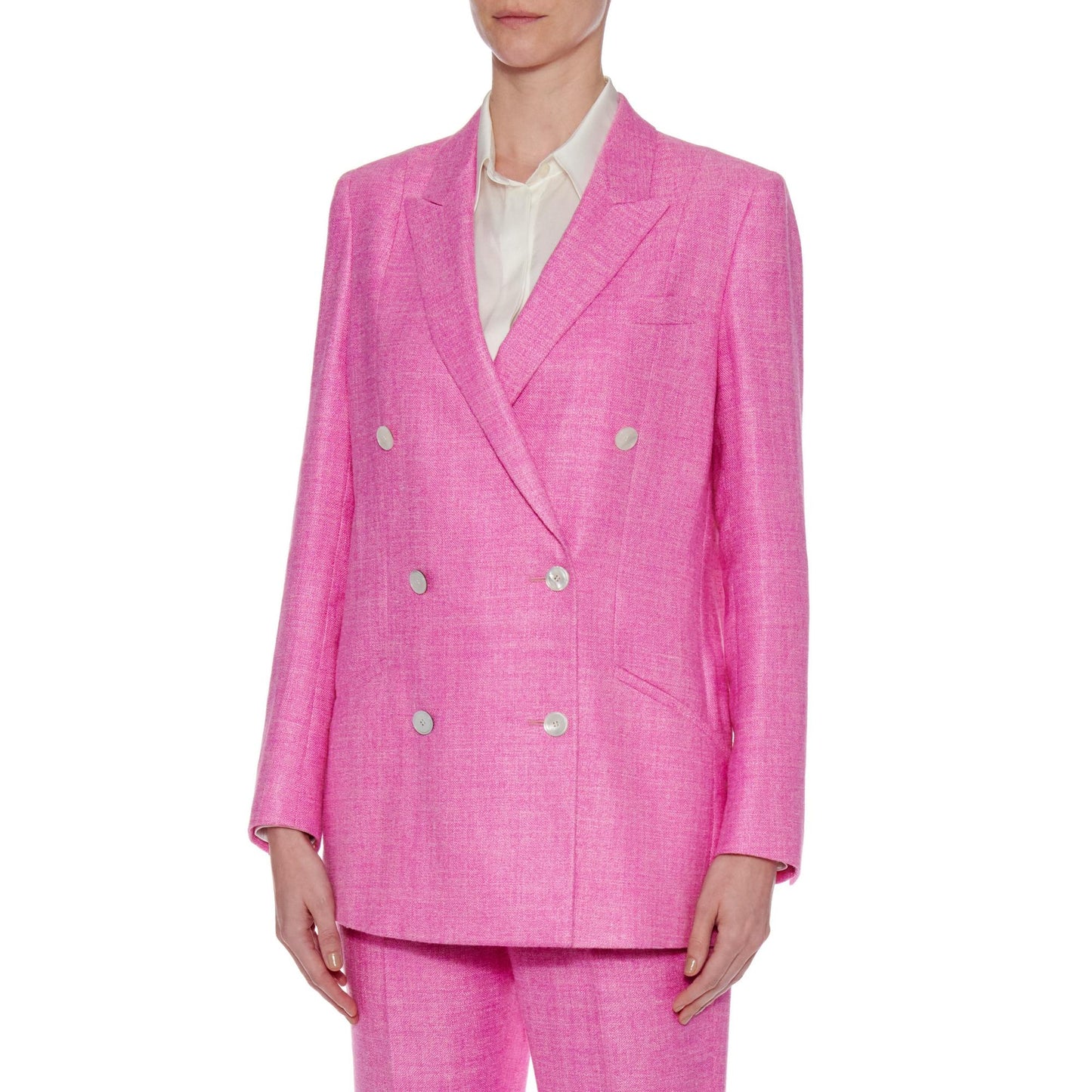 Women Pamplona Jacket - Relaxed Fit Boyfriend Suit Jacket in Pink