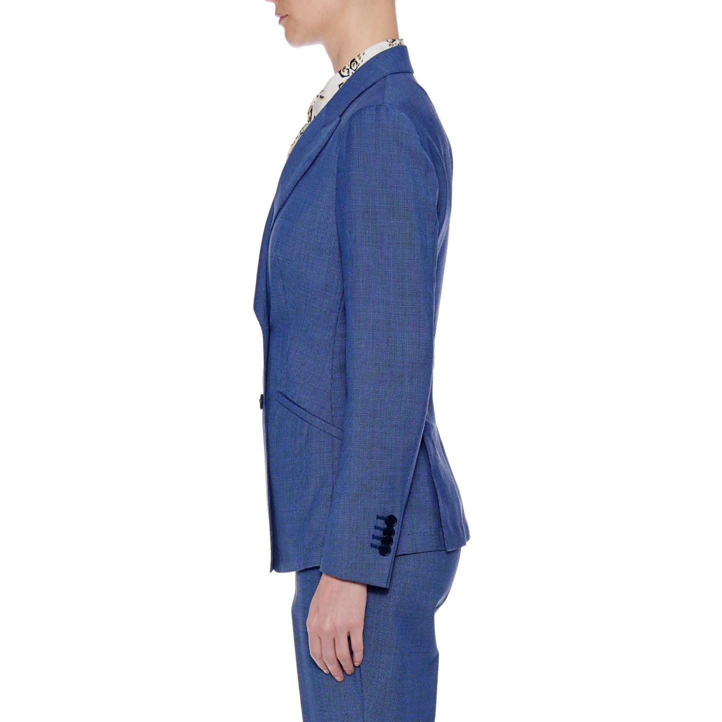 Women Nice Jacket - Double Breasted Slim Fit Suit Jacket in Blue