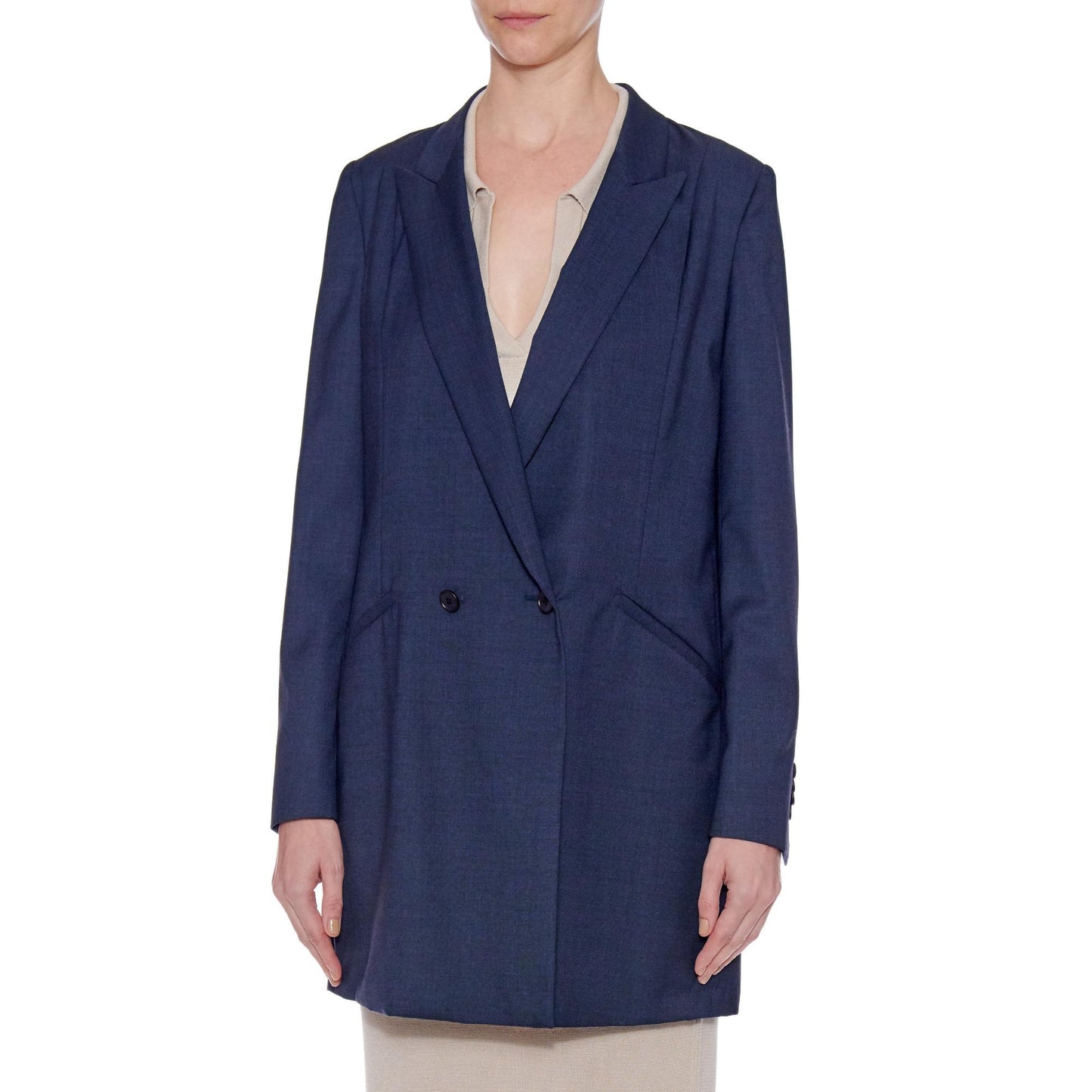 Women Caruna Jacket - Long Loose Fit Jacket in Navy
