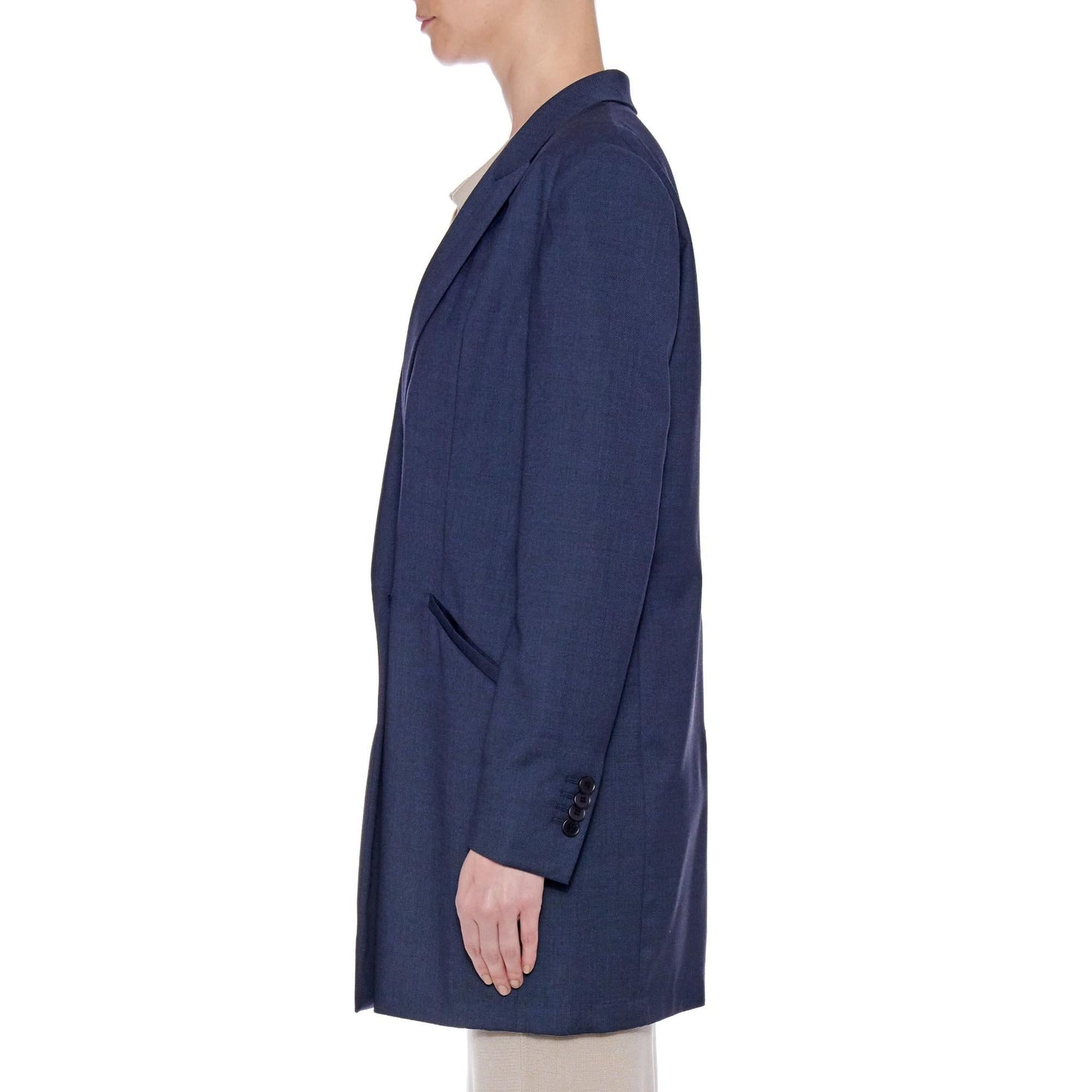 Women Caruna Jacket - Long Loose Fit Jacket in Navy