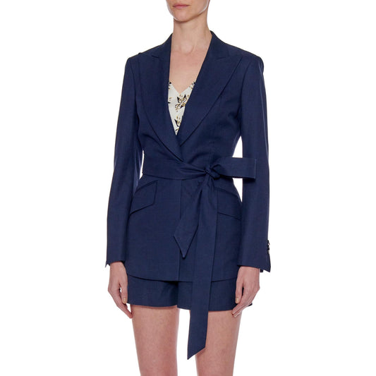 Women Montpellier Jacket - Slim Fit Cotton/Linen Blend in Navy