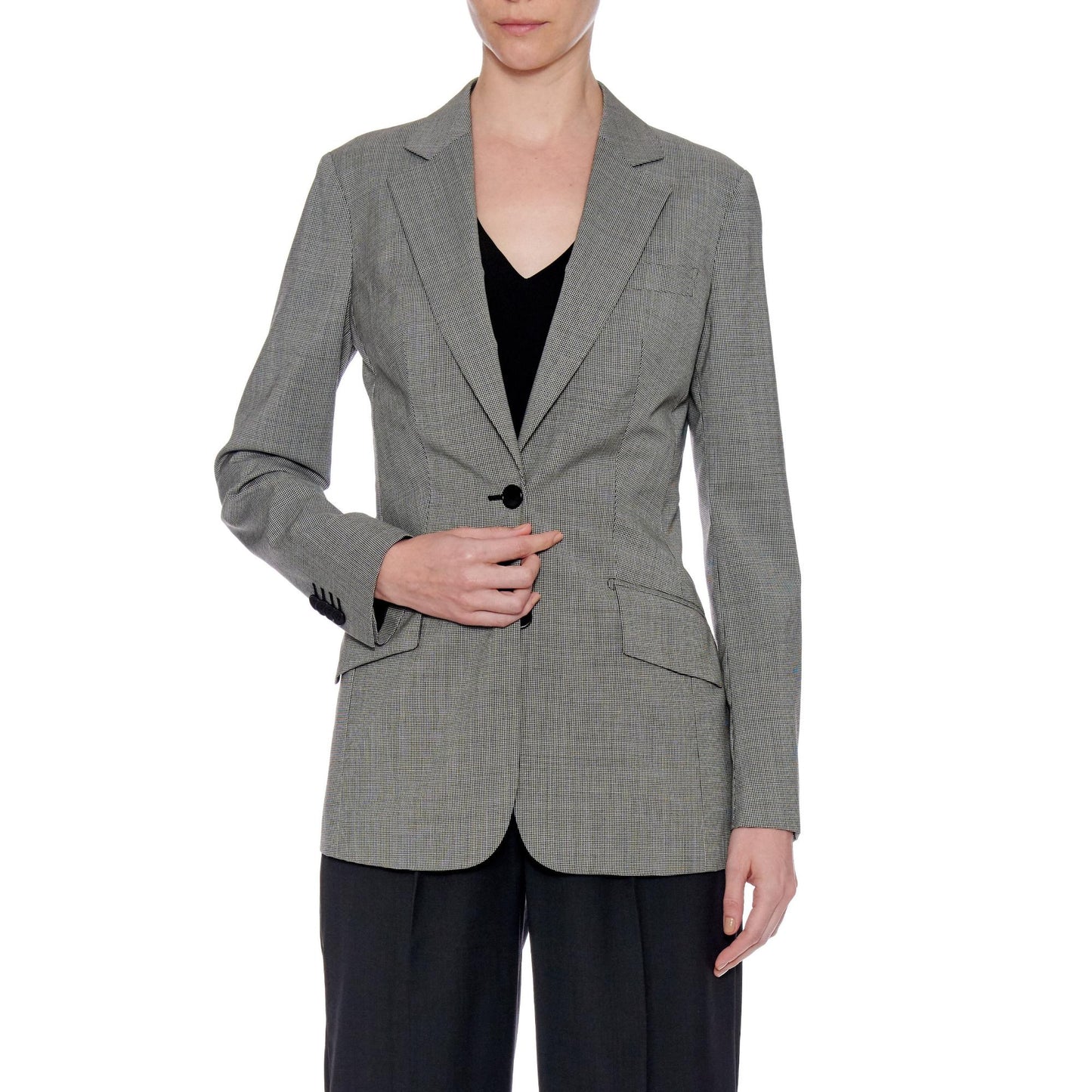 Women Roubaix Jacket - Classic Two Button Jacket in Black White
