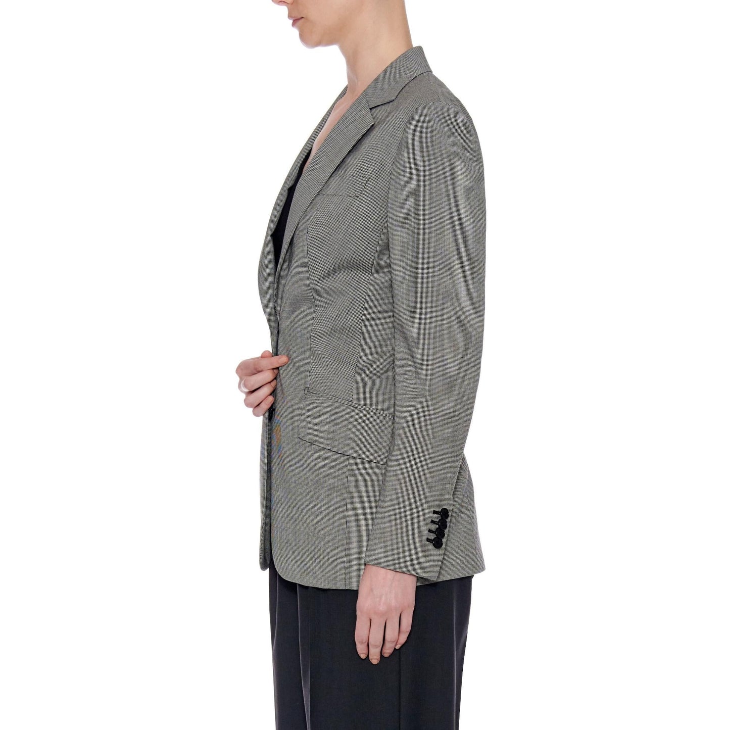 Women Roubaix Jacket - Classic Two Button Jacket in Black White