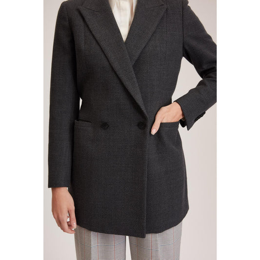 Women Brentford Jacket - Relaxed Fit Suit Jacket in Grey Twill Wool