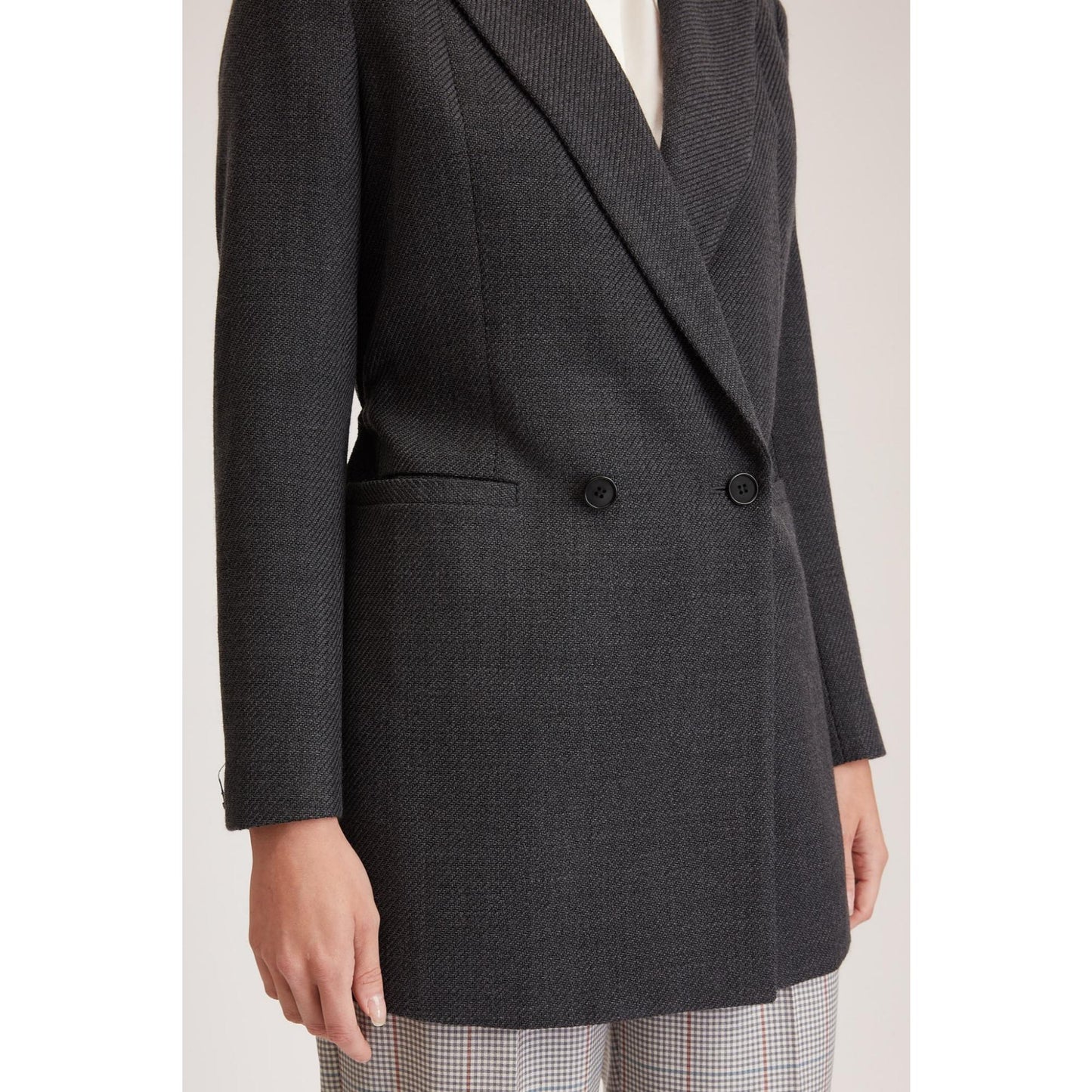 Women Brentford Jacket - Relaxed Fit Suit Jacket in Grey Twill Wool