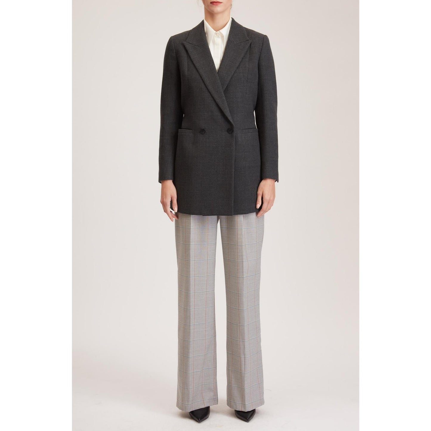 Women Brentford Jacket - Relaxed Fit Suit Jacket in Grey Twill Wool