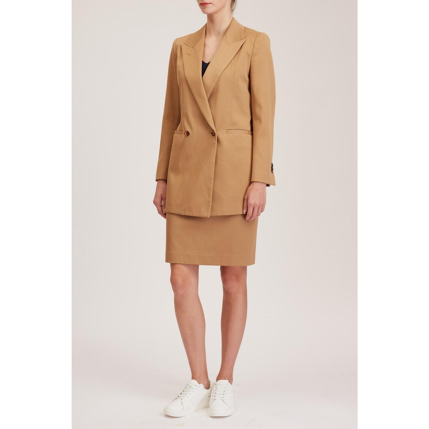 Women Brentford Jacket - Relaxed Fit Suit Jacket in Camel Cotton Twill