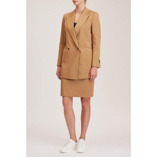 Women Brentford Jacket - Relaxed Fit Suit Jacket in Camel Cotton Twill