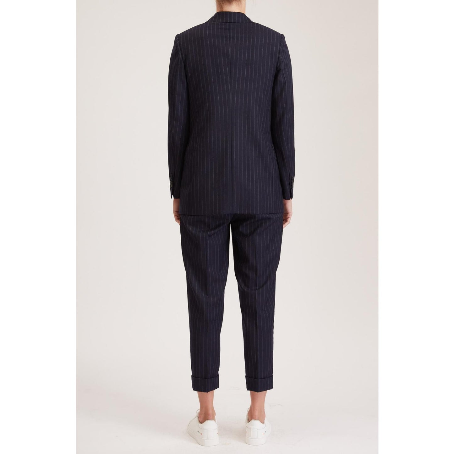 Women Bristol Jacket - Classic Double Breasted Suit Jacket in Navy Wool