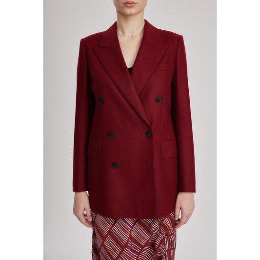 Women Bristol Jacket - Classic Double Breasted Suit Jacket in Red Wine Wool