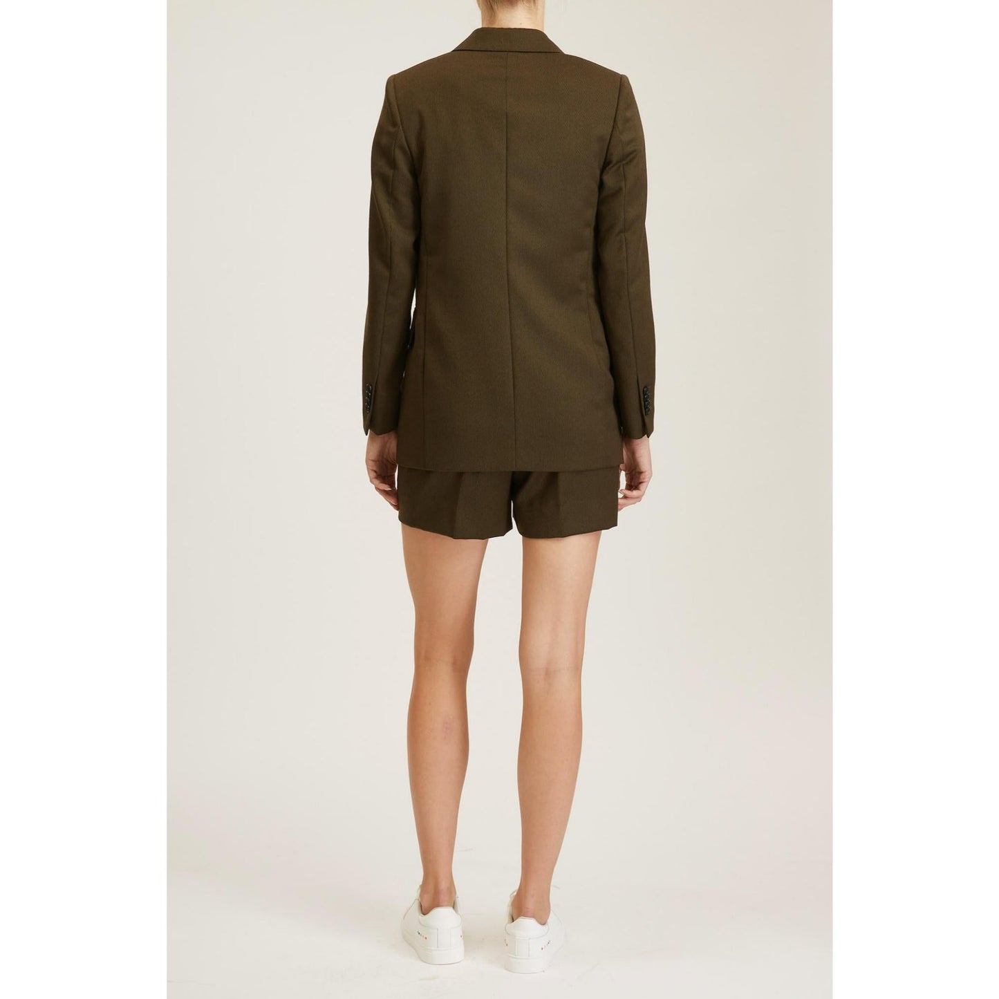 Women Bristol Jacket - Classic Double Breasted Suit Jacket in Khaki