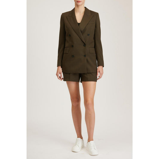 Women Bristol Jacket - Classic Double Breasted Suit Jacket in Khaki