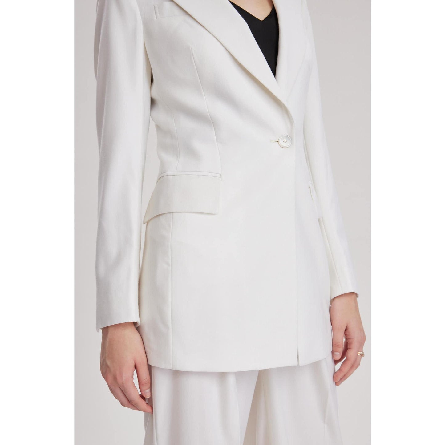 Women Broxbourne Jacket - Single Breasted Fitted Jacket in White Wool