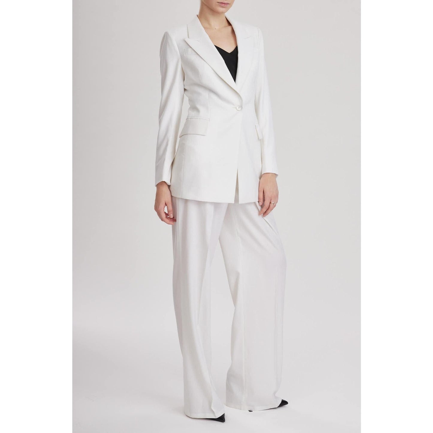 Women Broxbourne Jacket - Single Breasted Fitted Jacket in White Wool