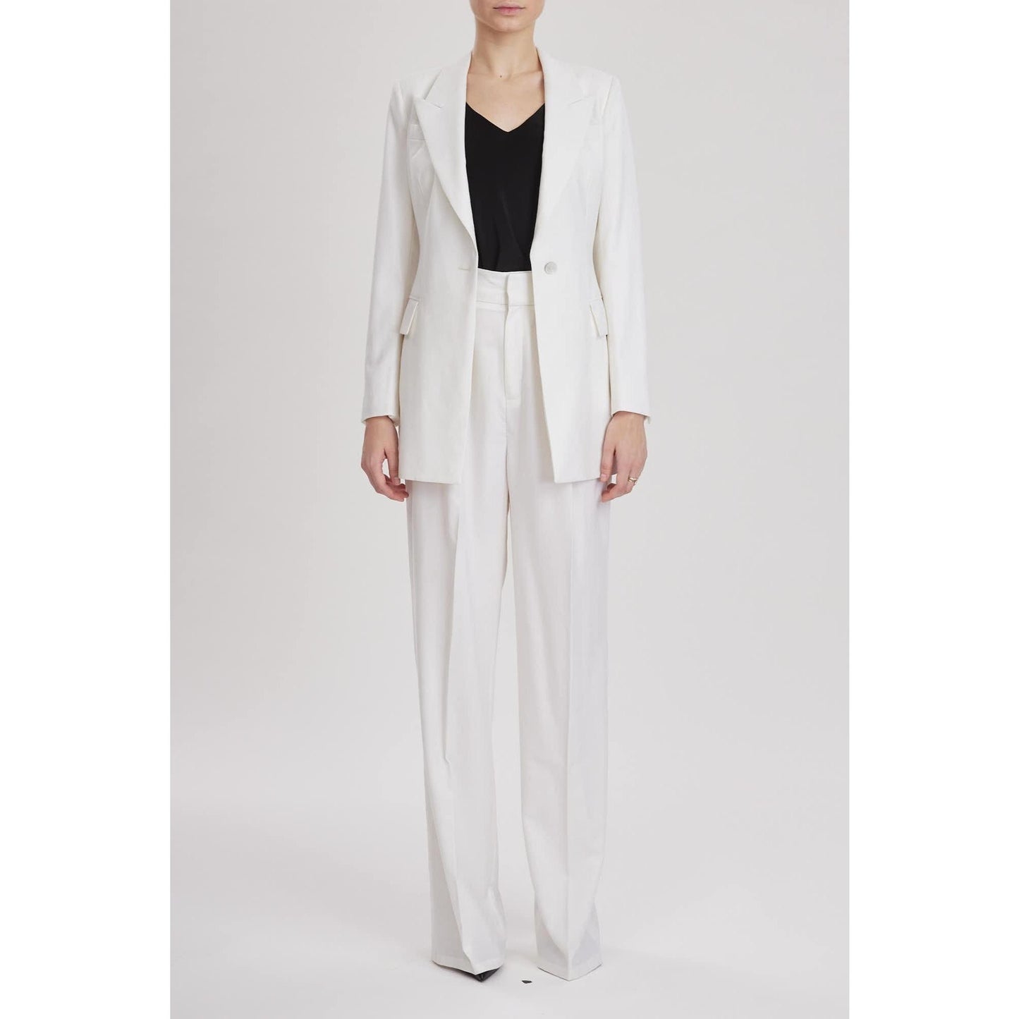 Women Broxbourne Jacket - Single Breasted Fitted Jacket in White Wool