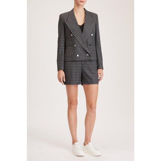 Women Oviedo Jacket - Peaked Lapels, Double Breasted Jacket in Navy - Dark Grey