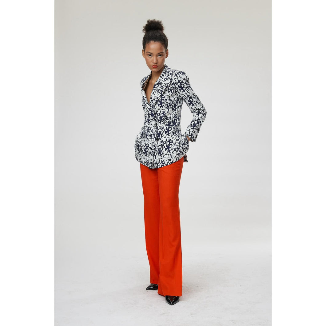 Women Alessandria Jacket - Classic Double Breasted Suit Jacket in Floral Navy Print