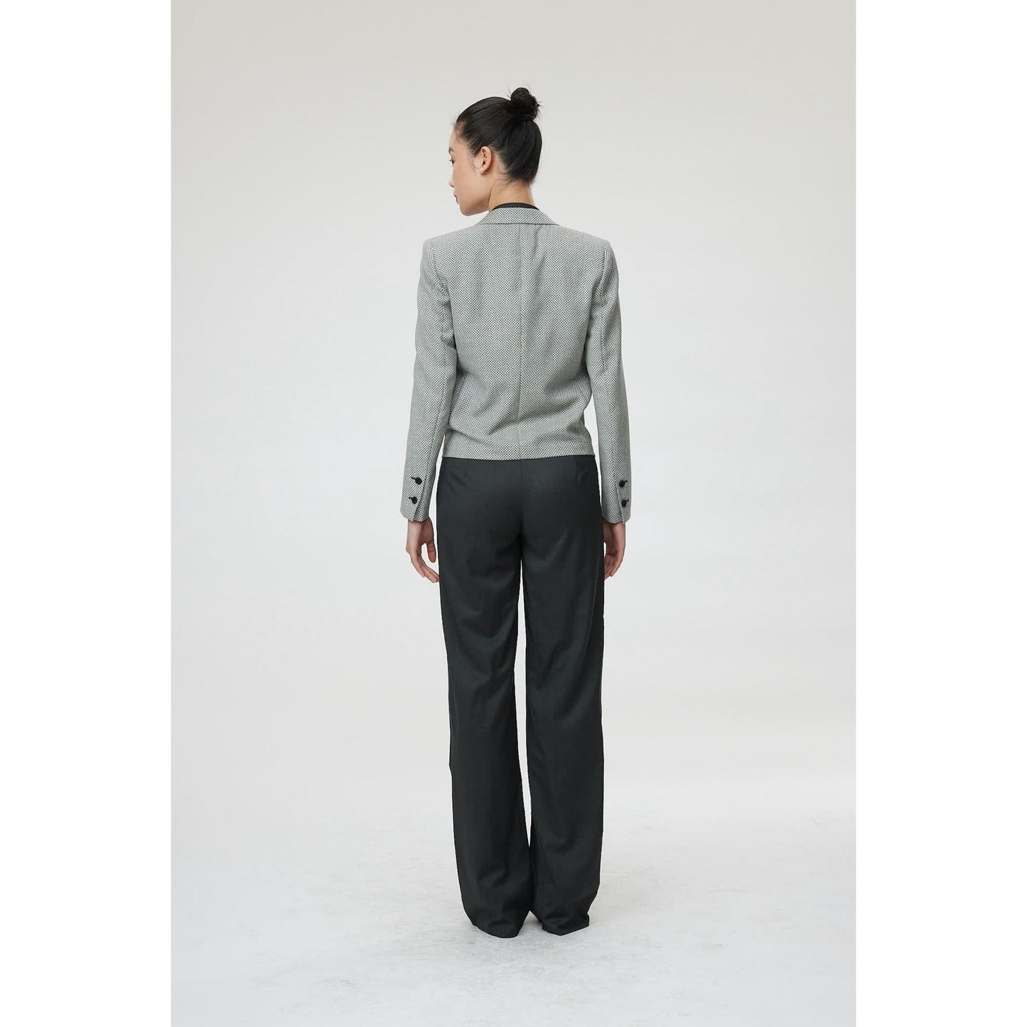 Women Milano Jacket - Short Suit Jacket in Black & White Birdseye