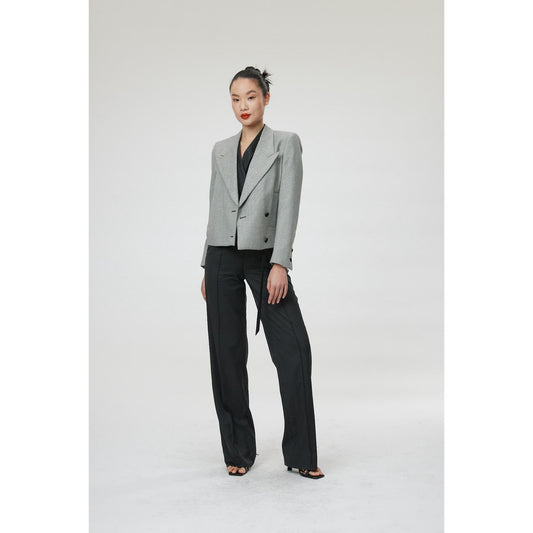 Women Milano Jacket - Short Suit Jacket in Black & White Birdseye