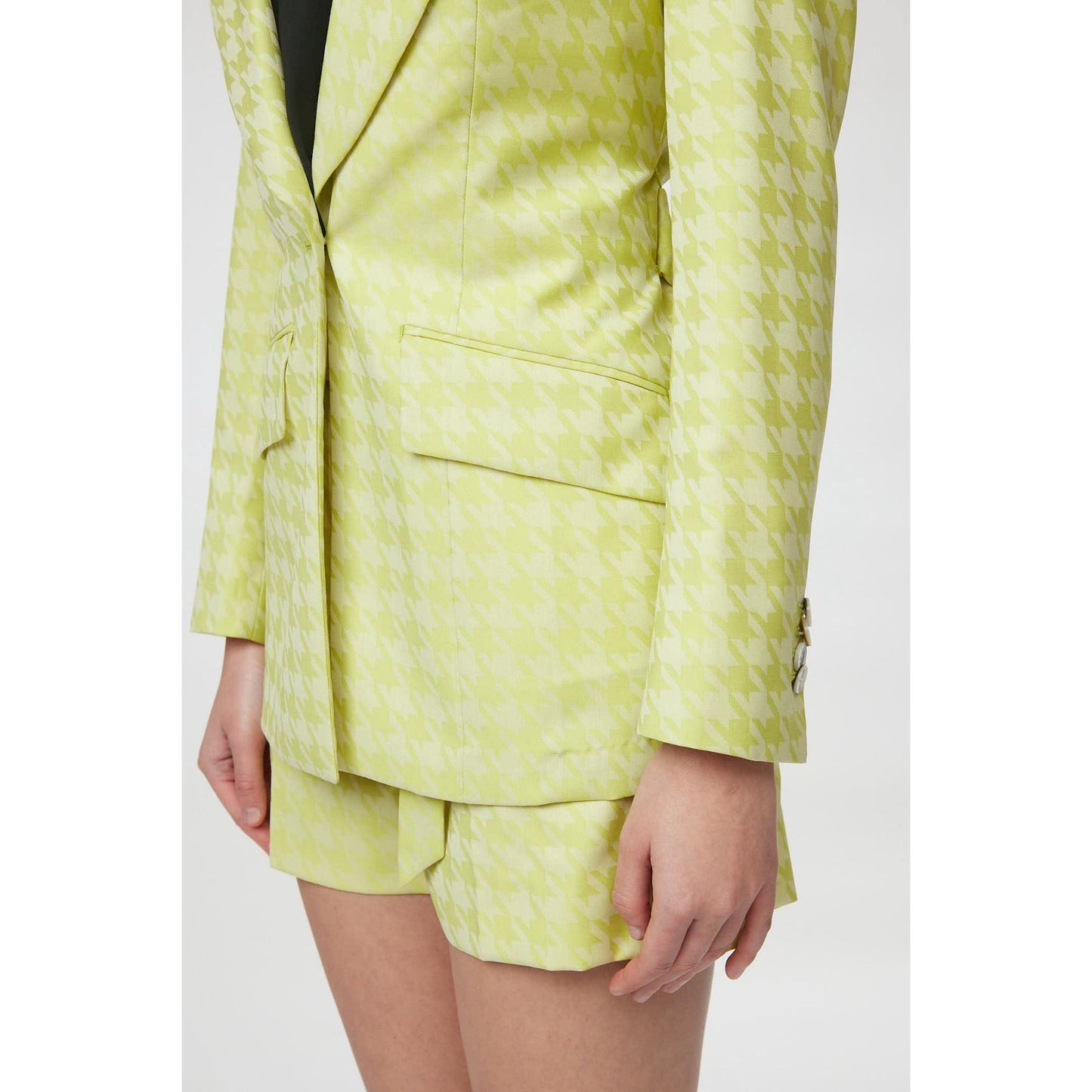 Women Montpellier Jacket - Slim Fit One Button Belted Suit Jacket in Lime Green