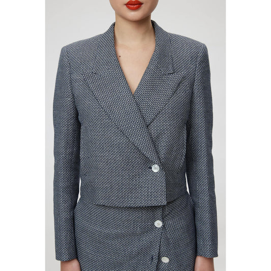 Women Verona Jacket- Cropped Jacket in Navy/White Tweed