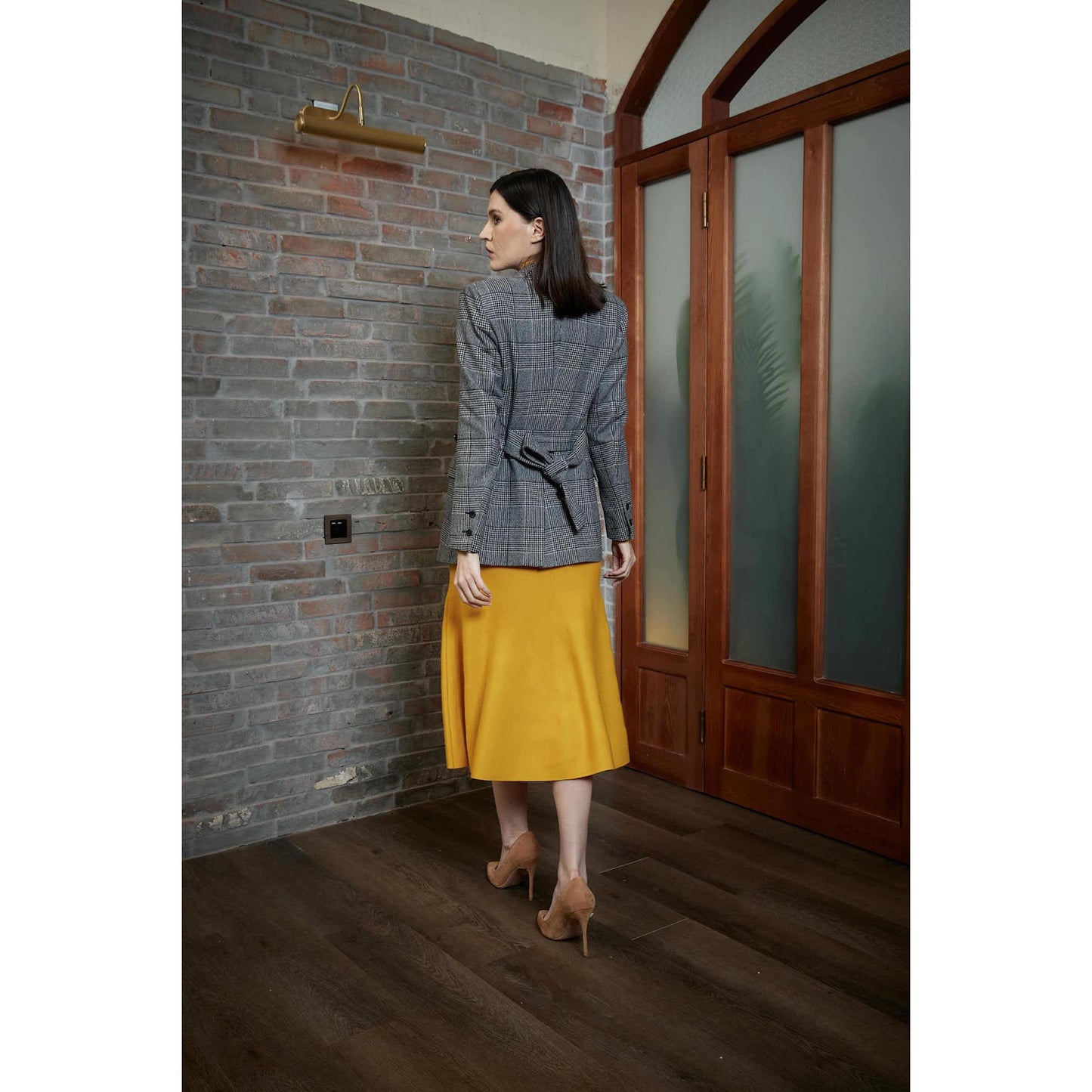 Women Almada Jacket - Double Breasted Jacket in Princess Check - Black