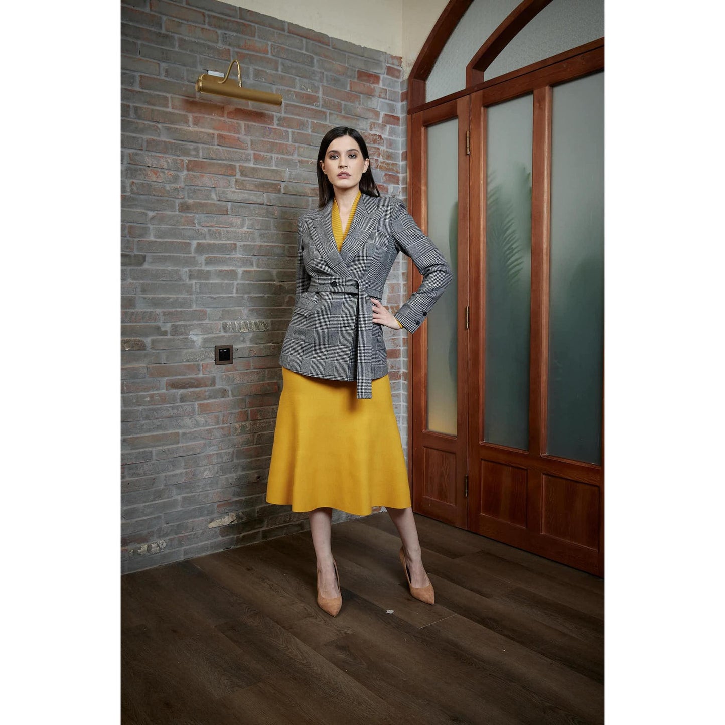 Women Almada Jacket - Double Breasted Jacket in Princess Check - Black