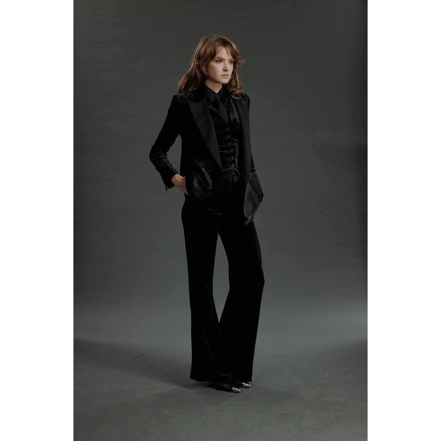 Women Amarante - Limited Edition Jacket - Double Breasted Velvet Jacket - Night Black