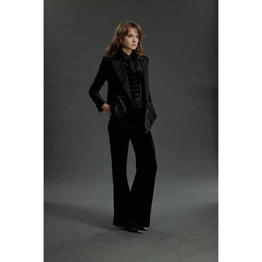 Women Amarante - Limited Edition Jacket - Double Breasted Velvet Jacket - Night Black