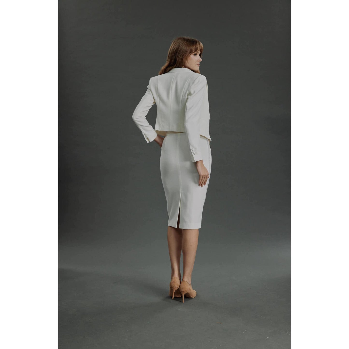Women Barreiro - Limited Edition Jacket - Short Jacket in Wool Crepe - Daisy White
