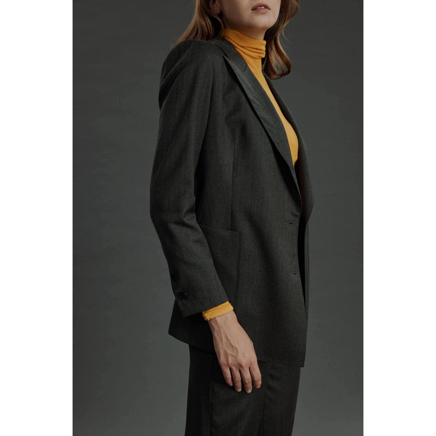 Women Alessandria Jacket - Double Breasted Jacket in Herringbone - Forest Green