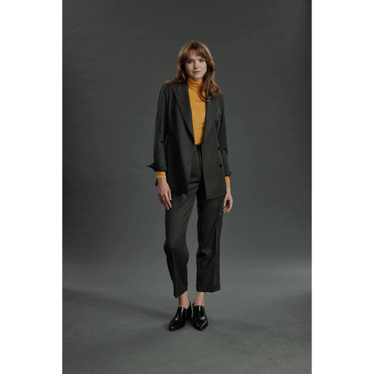 Women Alessandria Jacket - Double Breasted Jacket in Herringbone - Forest Green