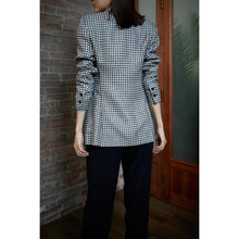 Load image into Gallery viewer, Women Alessandria Jacket - Double Breasted Jacket in Dogtooth - Navy
