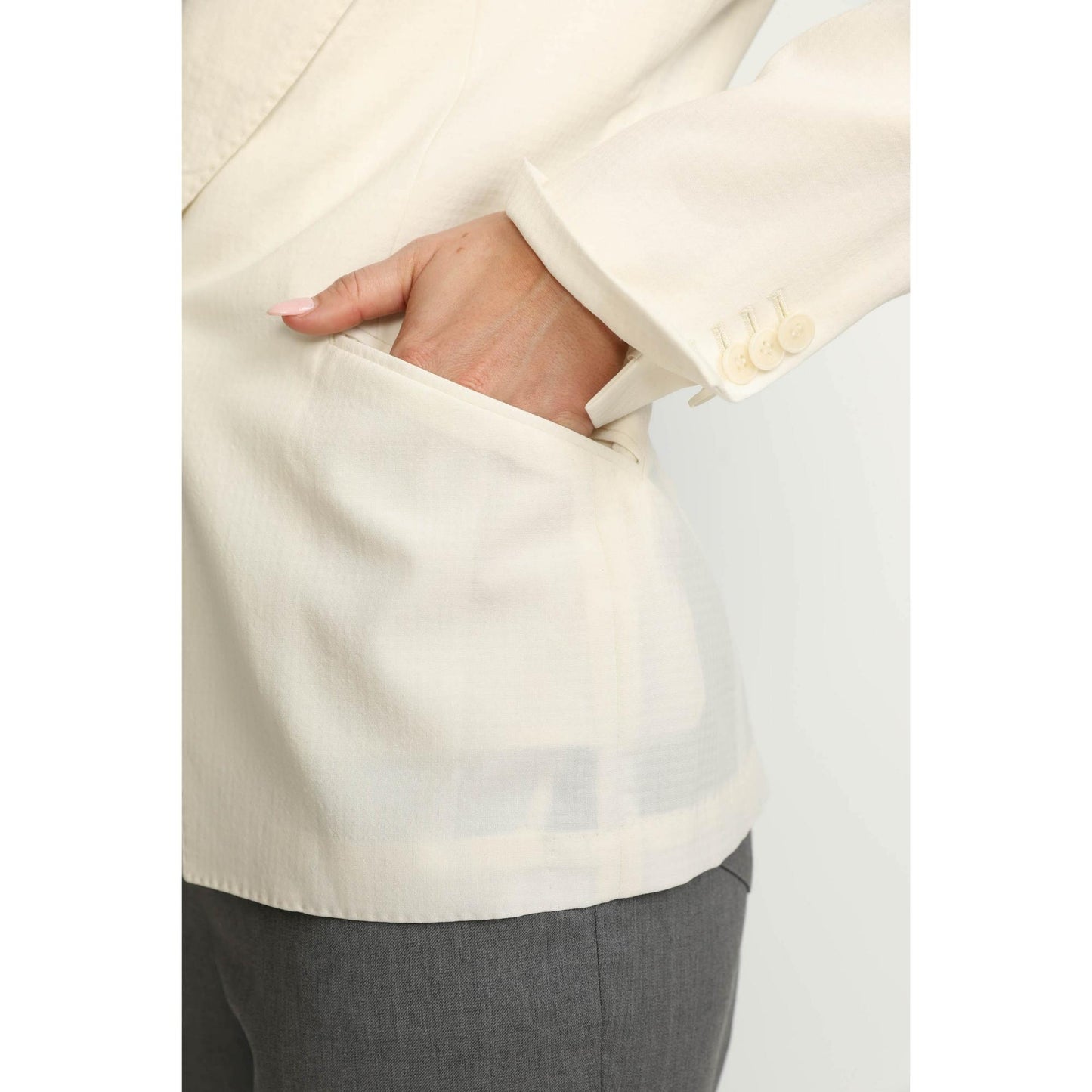 Women Balerna Jacket - Balerna White Seersucker Check Fitted Jacket
