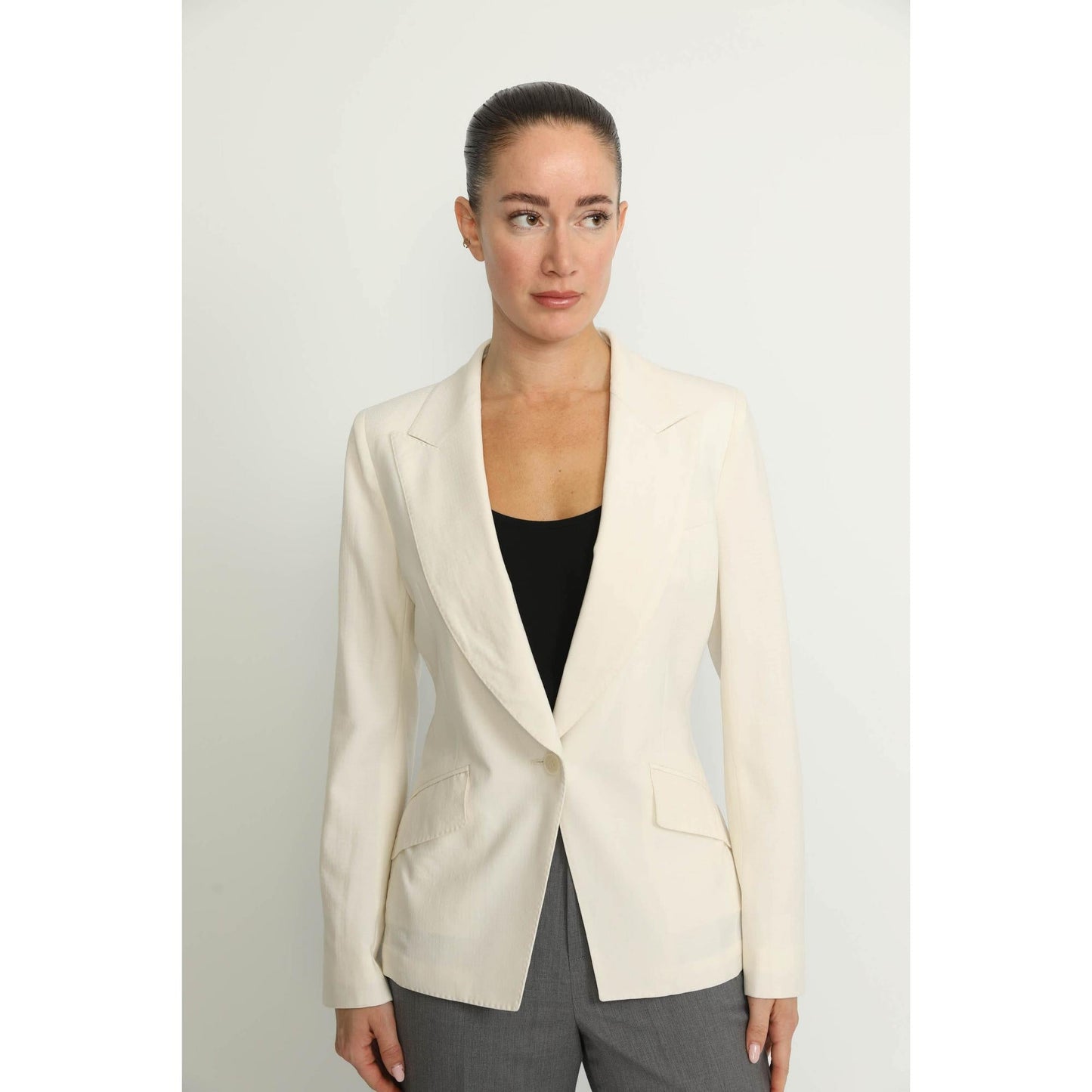 Women Balerna Jacket - Balerna White Seersucker Check Fitted Jacket