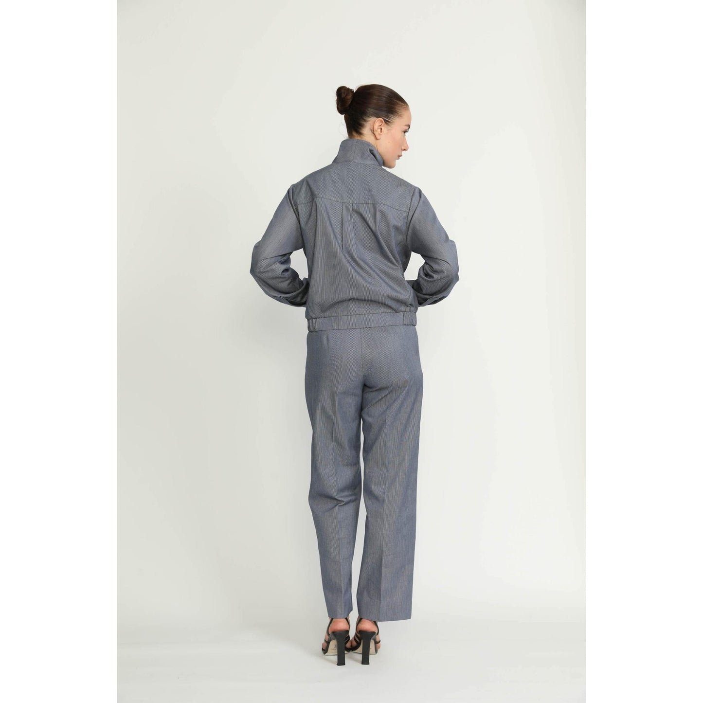 Women Colombier Jacket - Colombier Denim Blue Pinstripe Utility Jacket