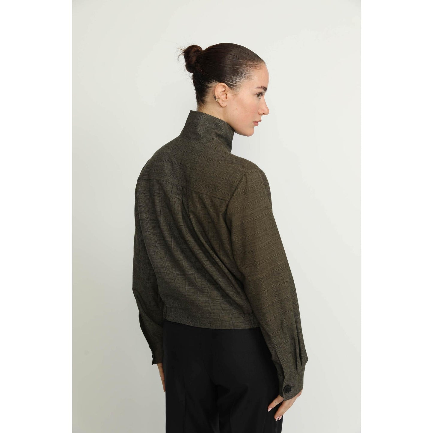 Women Colombier Jacket - Colombier Khaki Green Check Utility Jacket