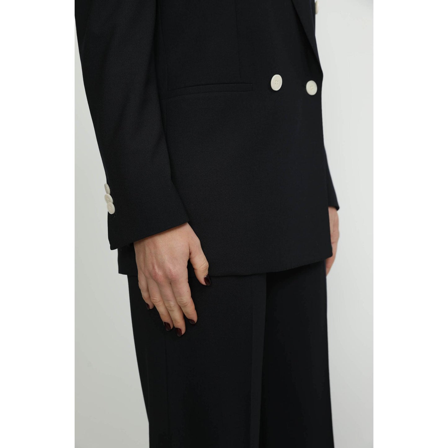 Women Amarante Jacket - Amarante Navy Basketweave Double Breasted Jacket