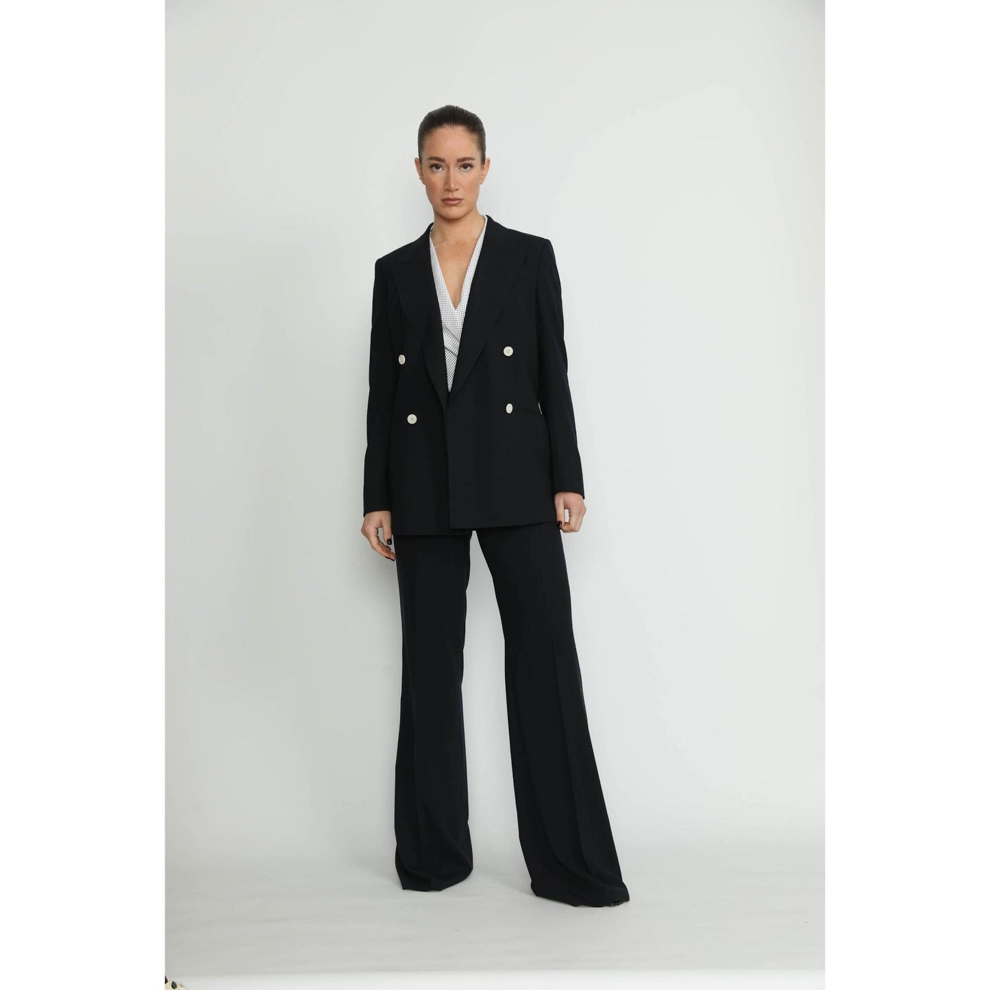 Women Amarante Jacket - Amarante Navy Basketweave Double Breasted Jacket