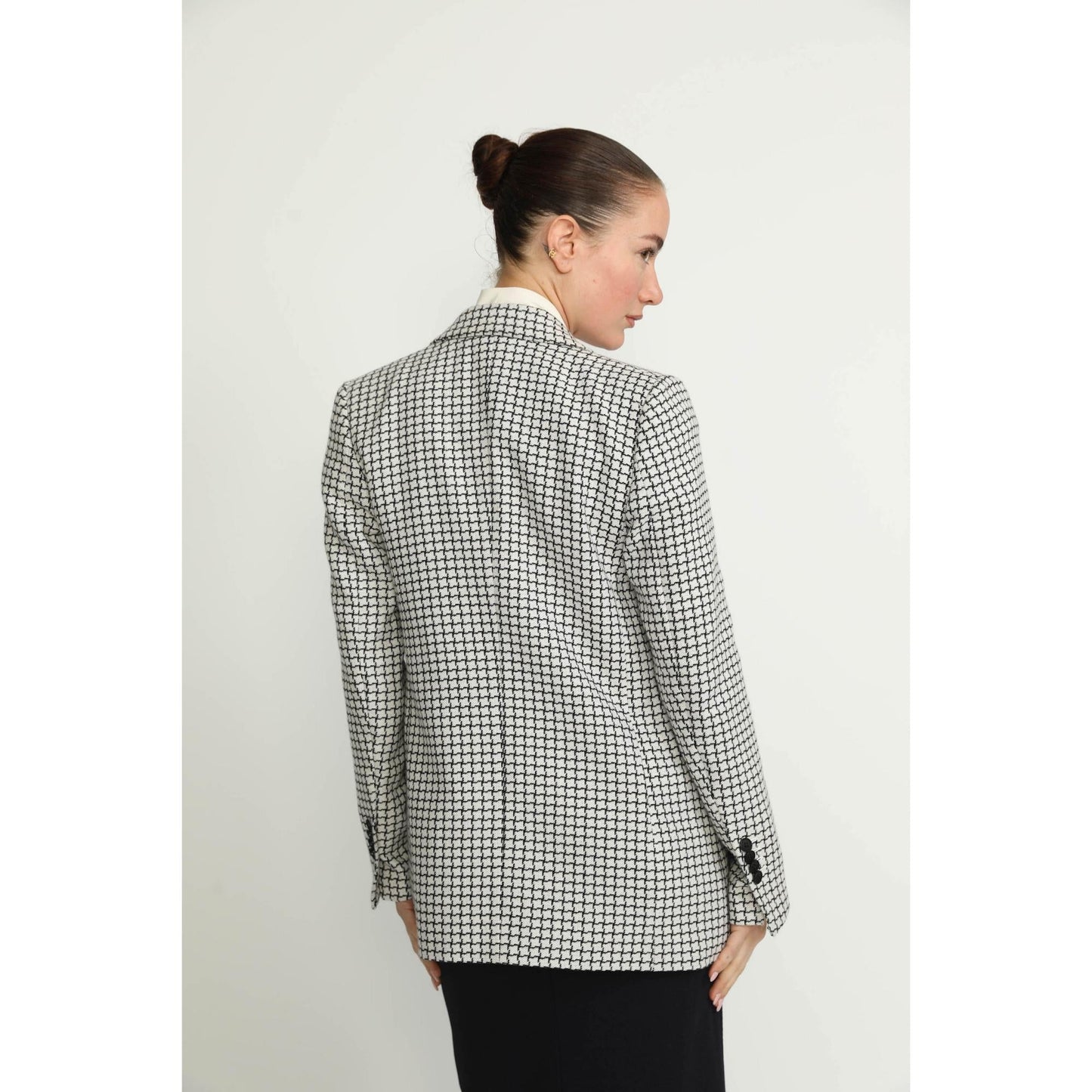 Women Amarante Jacket - Amarante White/Black Chinese Diamond Check Double Breasted Jacket