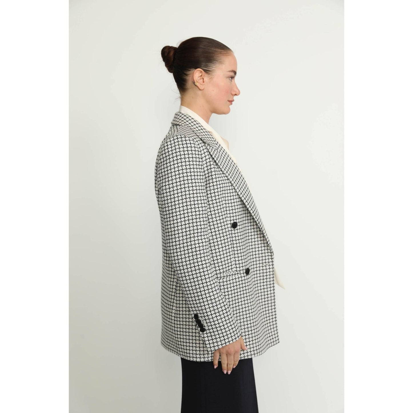 Women Amarante Jacket - Amarante White/Black Chinese Diamond Check Double Breasted Jacket