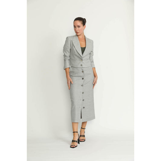 Women Barreiro Jacket - Barreiro Grey Diamond Twill Cropped Fitted Jacket